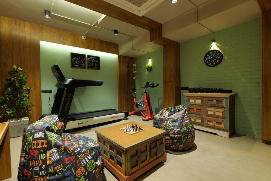 The game and gym room at the Hupp Technologies office