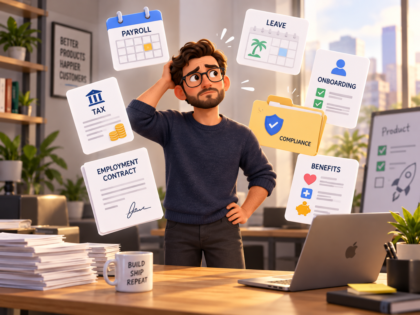 Un fondateur face à la paie, aux impôts, aux congés, à l’intégration, aux contrats et aux avantages sociaux