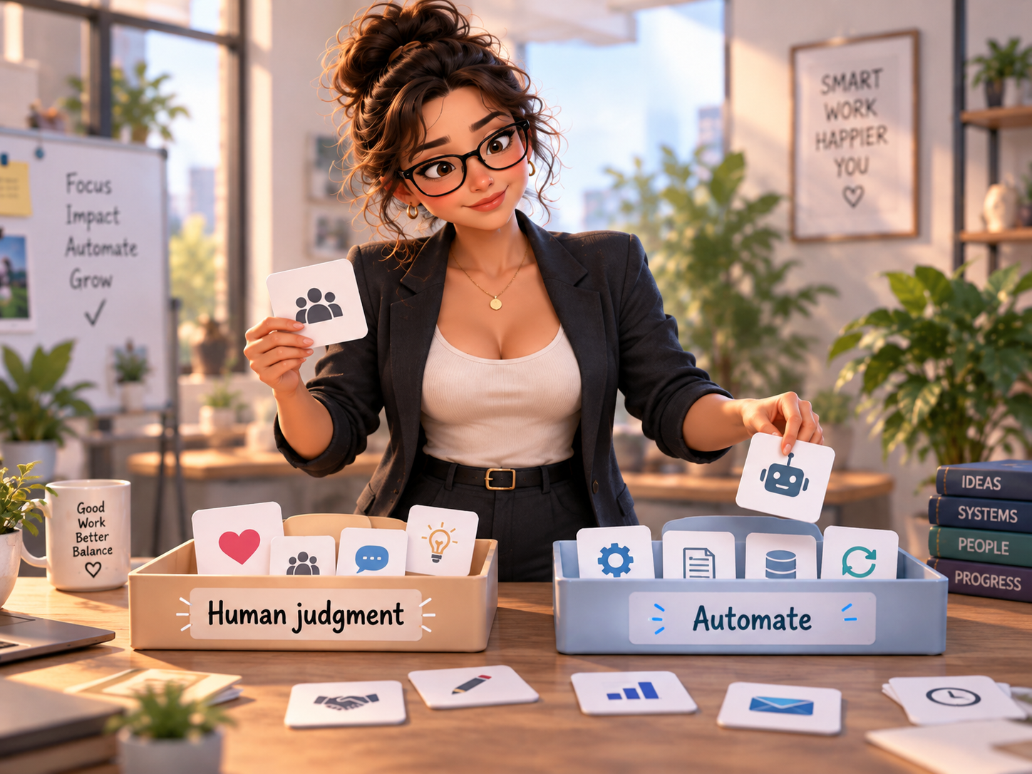 A founder separating tasks that need human judgement from routine tasks suited to automation